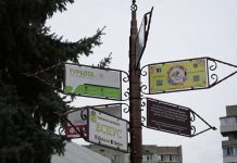 В Павлограде появился необычный 3-метровый указатель (ВИДЕО)