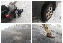 Яма на дороге Павлоград-Днепр разрывает колёса машин