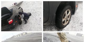 Яма на дороге Павлоград-Днепр разрывает колёса машин