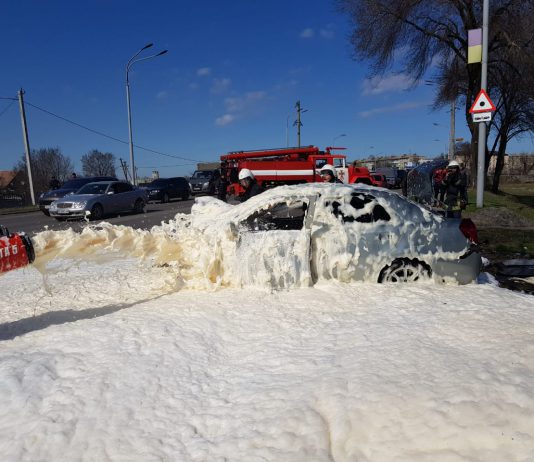 В Павлограде машина врезалась в дерево и загорелась (ВИДЕО)