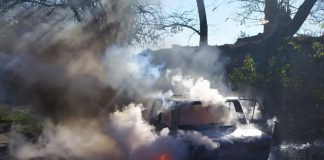 В Павлоградском районе сгорел автомобиль