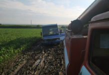 Возле Олефировки в грязи увязли автобус и грузовики (ФОТО)