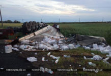 Ночной рейс закончился аварией: под Павлоградом перевернулся грузовик