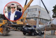 Флагшток в Херсоне упал на Lexus чиновника родом из Павлограда