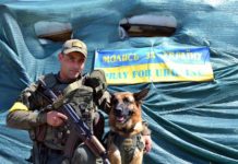 Кінолог-нацгвардієць і його вівчарка несуть службу на блокпості Дніпропетровщини